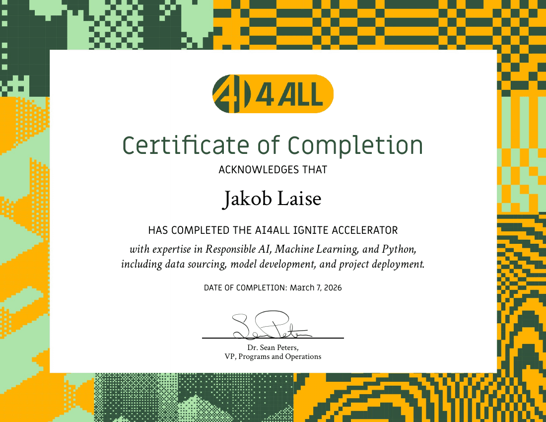 AI4ALL Ignite certificate preview